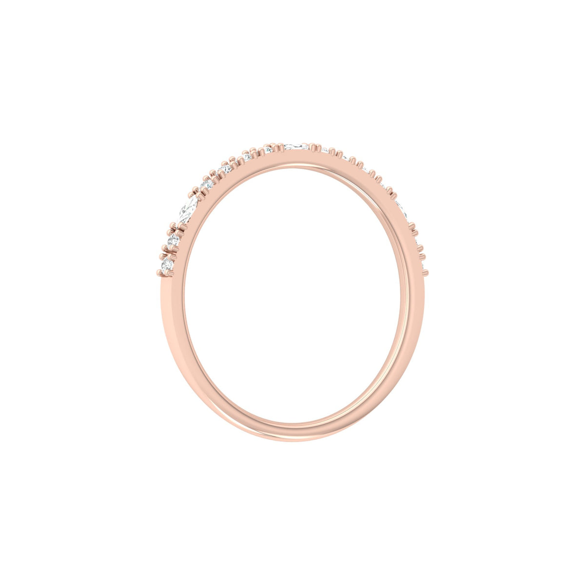 0.17 CT Round And Marquise Shaped Half Eternity Wedding Band Ring For Women's - HIGHCARAT DIAMONDS