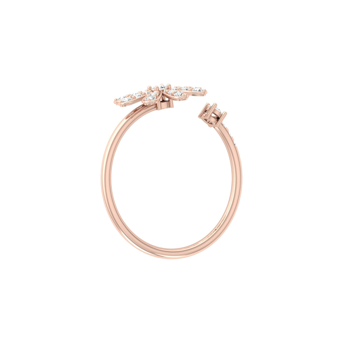0.27 CT Rose Gold Floral Round Diamond Proposal Ring in 14 KT Gold - HIGHCARAT DIAMONDS