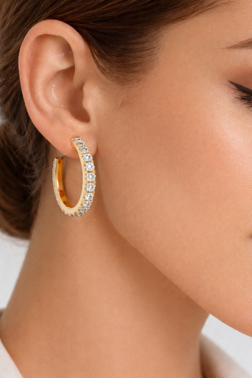0.70 CT Round Cut Dainty Diamond Huggie Earrings Perfect Gift For Her - HIGHCARAT DIAMONDS #wearthelook