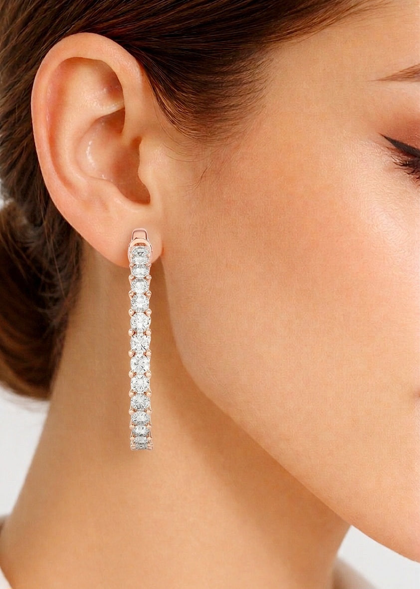 0.92 CT Round Shaped huggie Hoop Labgrown And Natural Diamond Vintage Earrings For Someone Special - HIGHCARAT DIAMONDS #wearthelook