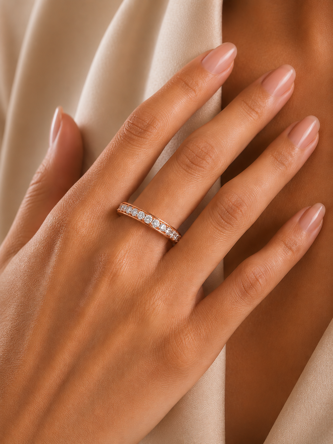 1.12 CT Minimalist Stackable Band Ring Elegant Everyday Jewelry With Round Labgrown Diamond - HIGHCARAT DIAMONDS