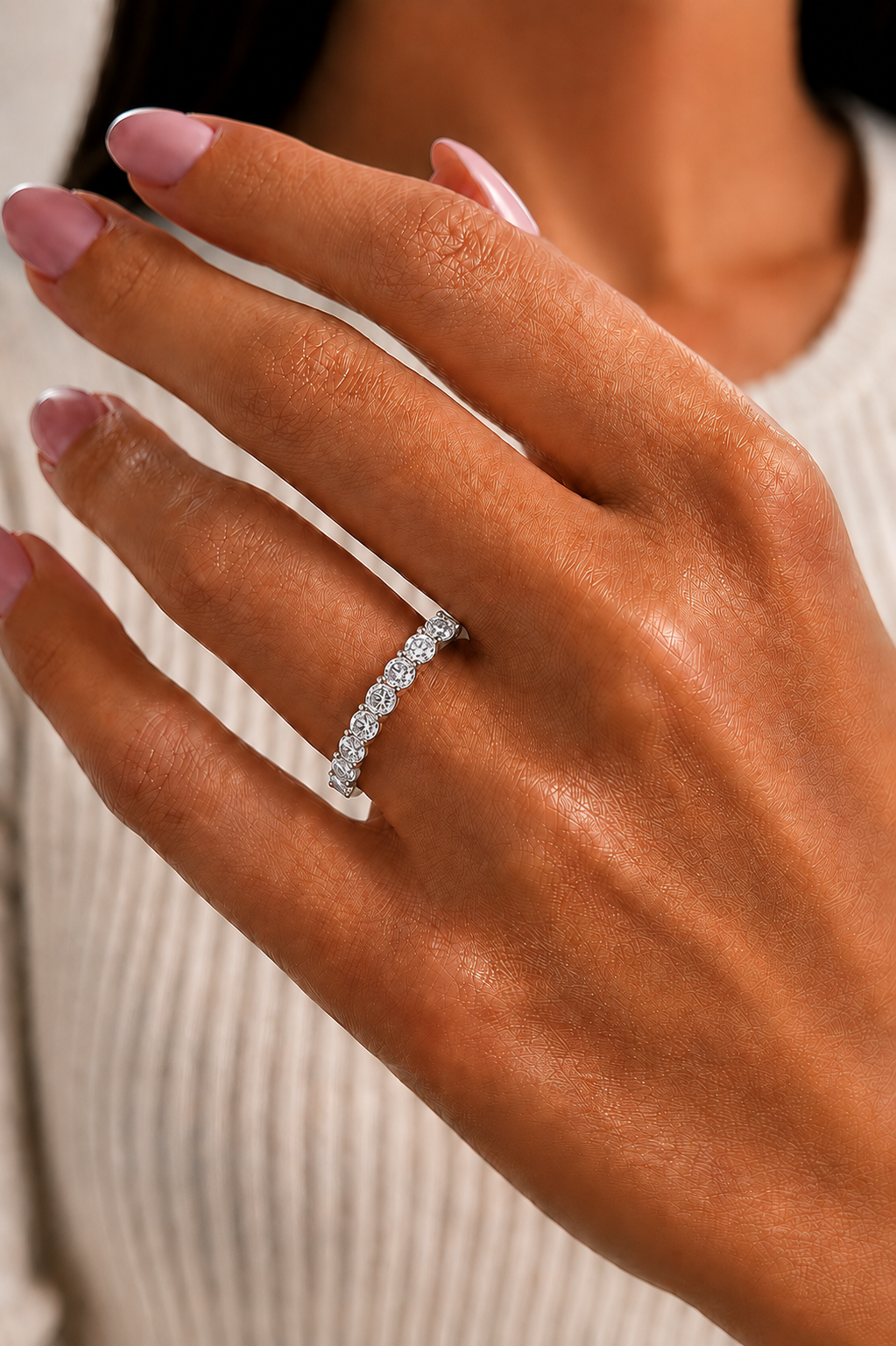 1.13 CT Labgrown Diamond Half Eternity Band Round Shaped for Special one - HIGHCARAT DIAMONDS