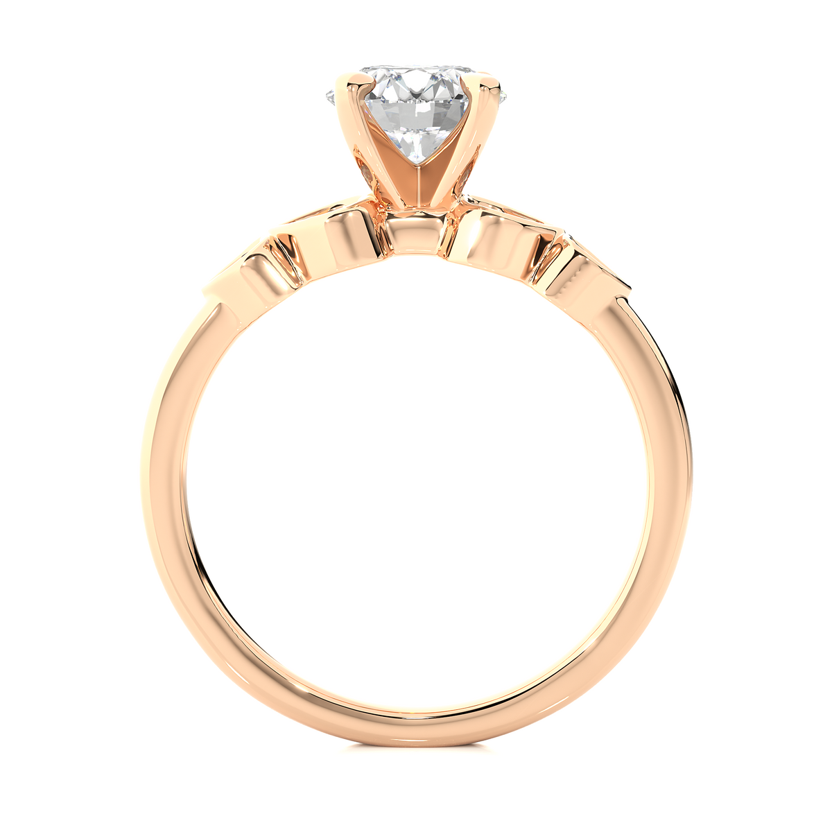 1.21 Carat Handcrafted Round Cut Lab Grown Diamond Ring With 14k solid gold Accent Ring for her - HIGHCARAT DIAMONDS