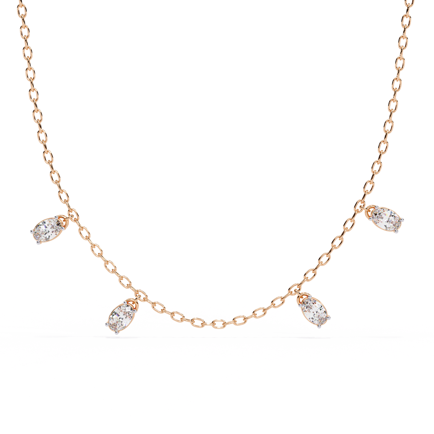 1.45 Carat Oval Cut Lab Grown Diamond 10K Solid Rose Gold Unique Vintage Party Wear Necklace Gift for Her Birthday - HIGHCARAT DIAMONDS