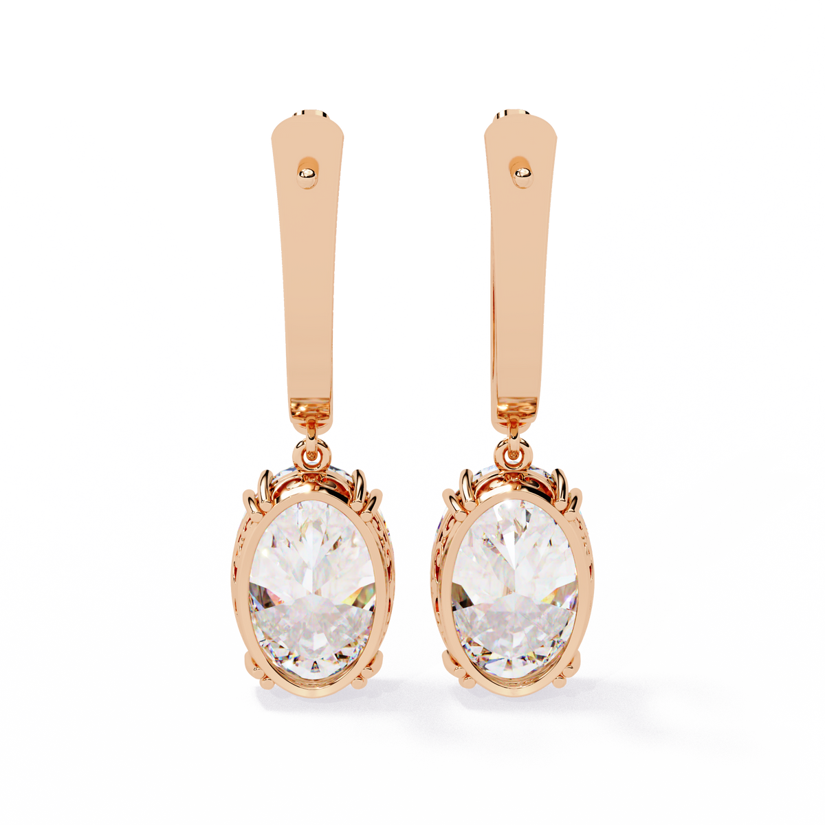 1.62Ct Oval Cut Lab Grown Diamond Delicate Fish Lock Bali Dainty 14k Solid White Gold Hoop Earring For Her - HIGHCARAT DIAMONDS