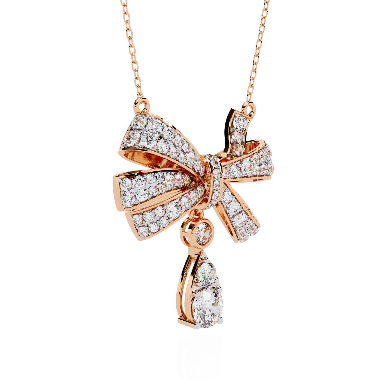 1.69 Ct Round Cut Lab Grown Diamond Infinity Shape 18k Solid Rose Gold Delicate Classic Dainty Bridal Pendant Necklace - HIGHCARAT DIAMONDS