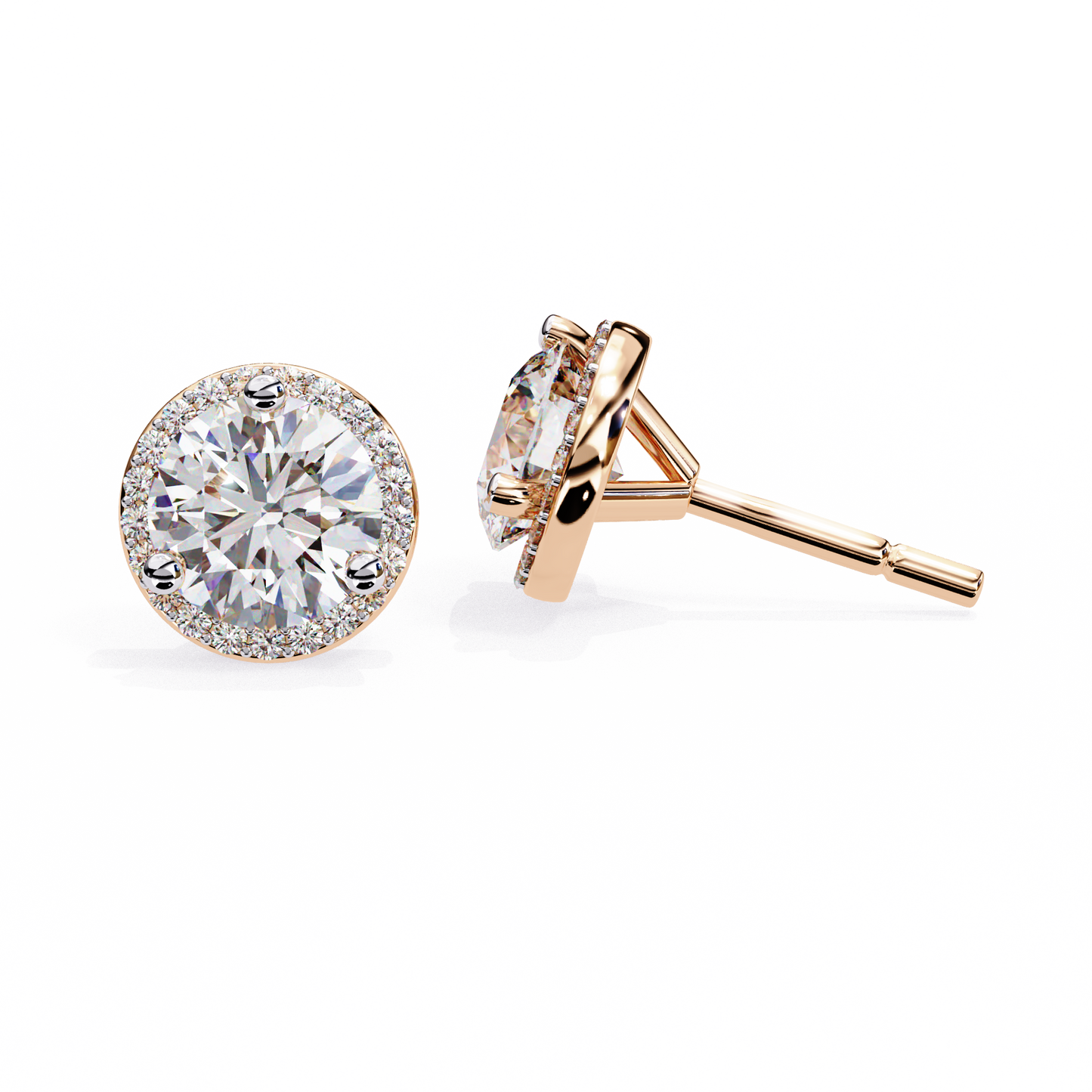1.95Ct Round Cut Diamond Halo Style Cluster Art Deco Prong Set Dainty Handcrafted Party Wear Stud Earring Gift For Her - HIGHCARAT DIAMONDS