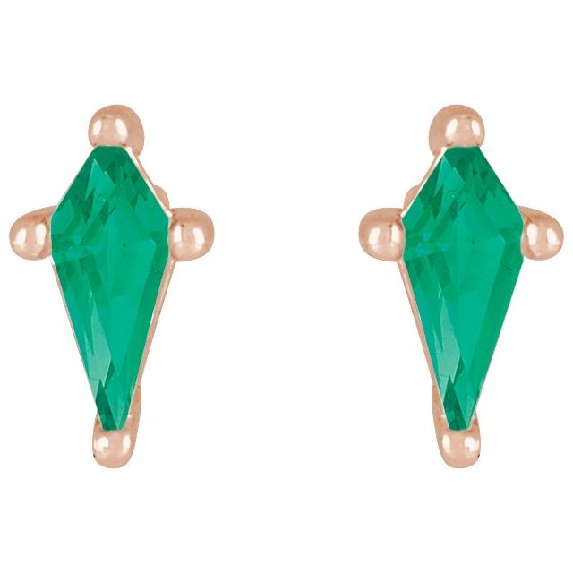 14K Rose Lab-Grown Emerald Earrings