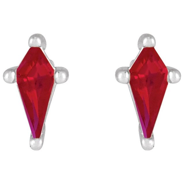 14K White Lab-Grown Ruby Earrings