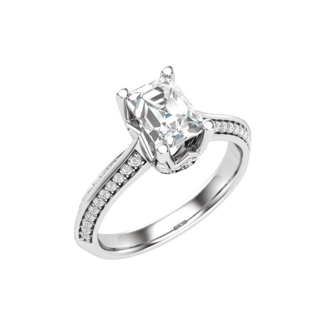 14K White  Oval Engagement Daimond Ring Mounting