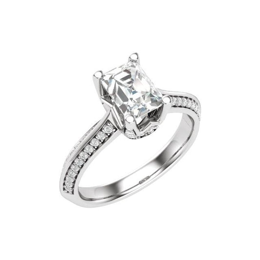 14K White  Oval Engagement Daimond Ring Mounting