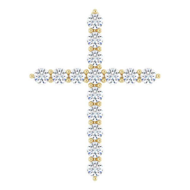 14K Yellow 1/4 CTW Lab-Grown Diamond Cross Pendant