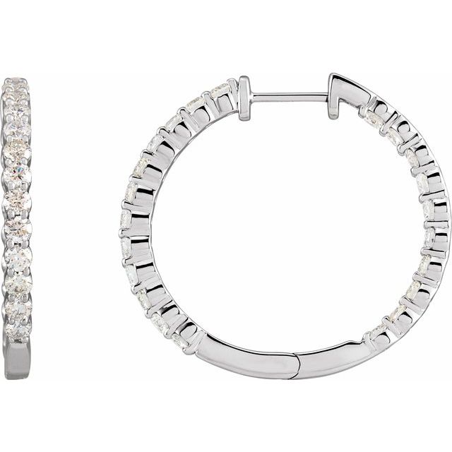 14K White Inside-Outside  Hoop Earring Mountings