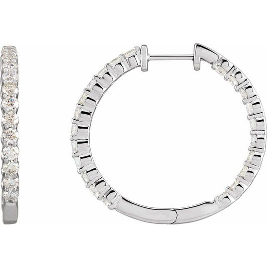 14K White Inside-Outside  Hoop Earring Mountings