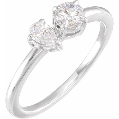 14K Yellow 5/8 CTW Lab-Grown Diamond Two-Stone Ring