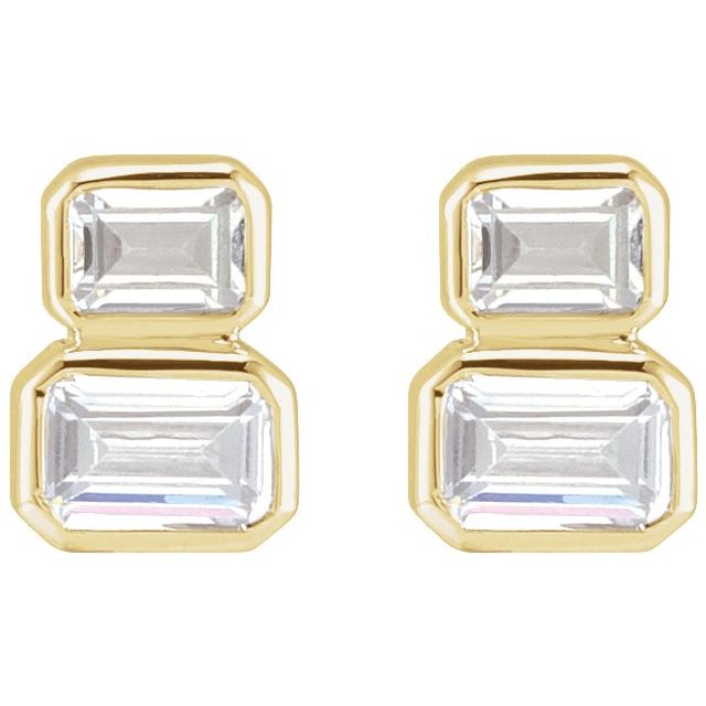 14K Yellow 1 CTW Lab-Grown Diamond Two-Stone Stud Earrings