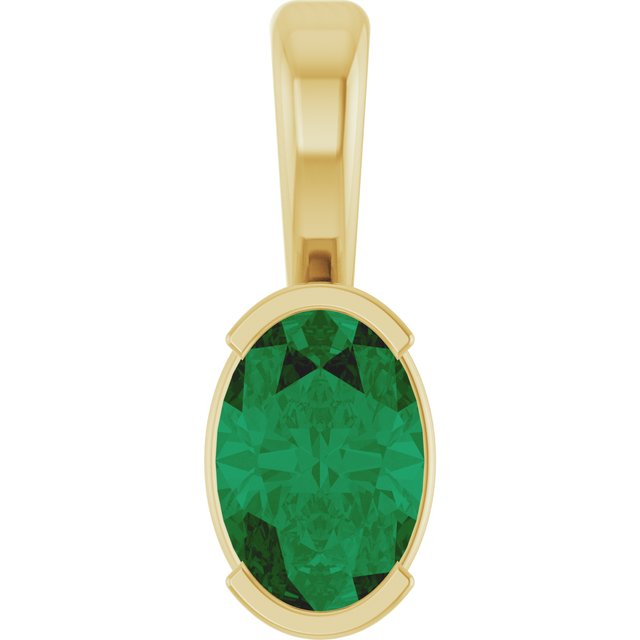 14K Rose Lab-Grown Emerald Pendant