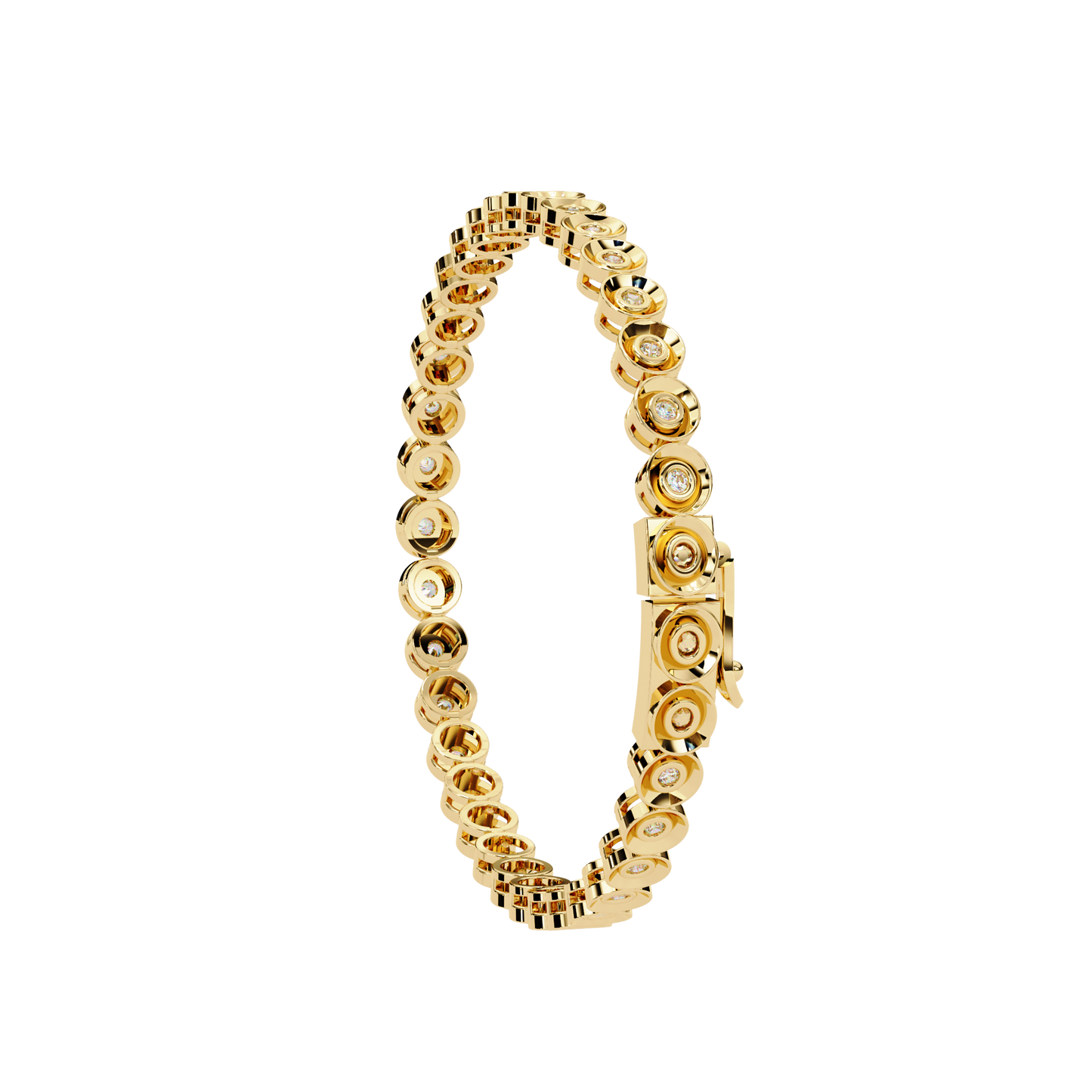 Round Cut Diamond Bezel Set Art Deco Delicate Timeless Handmade Stacking Vintage Tennis Bracelet