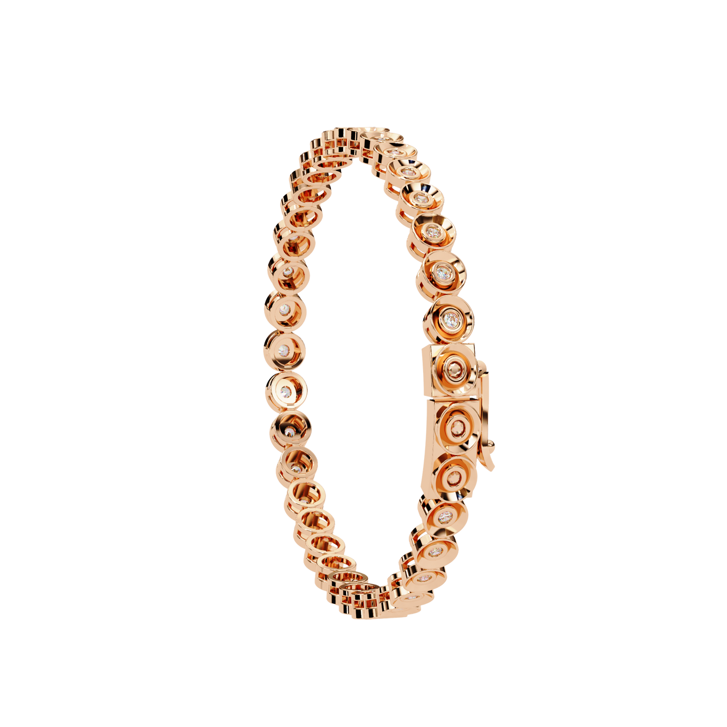 Round Cut Diamond Bezel Set Art Deco Delicate Timeless Handmade Stacking Vintage Tennis Bracelet