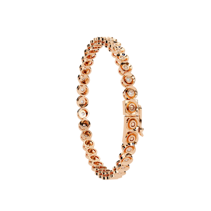 Round Cut Diamond Bezel Set Art Deco Delicate Timeless Handmade Stacking Vintage Tennis Bracelet