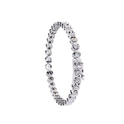 Round Cut Diamond Bezel Set Art Deco Delicate Timeless Handmade Stacking Vintage Tennis Bracelet