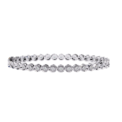Round Cut Diamond Bezel Set Art Deco Delicate Timeless Handmade Stacking Vintage Tennis Bracelet