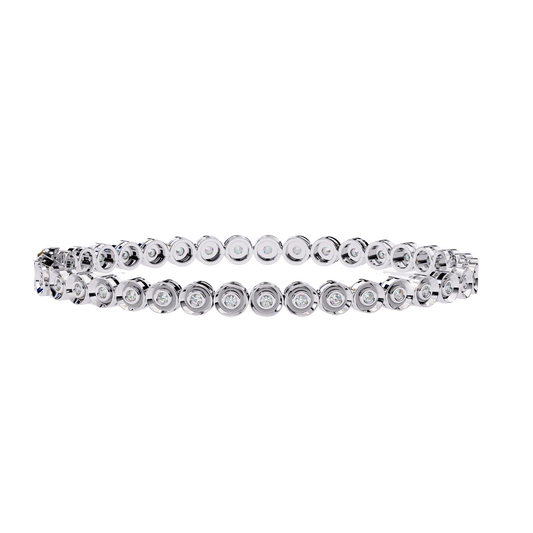 Round Cut Diamond Bezel Set Art Deco Delicate Timeless Handmade Stacking Vintage Tennis Bracelet