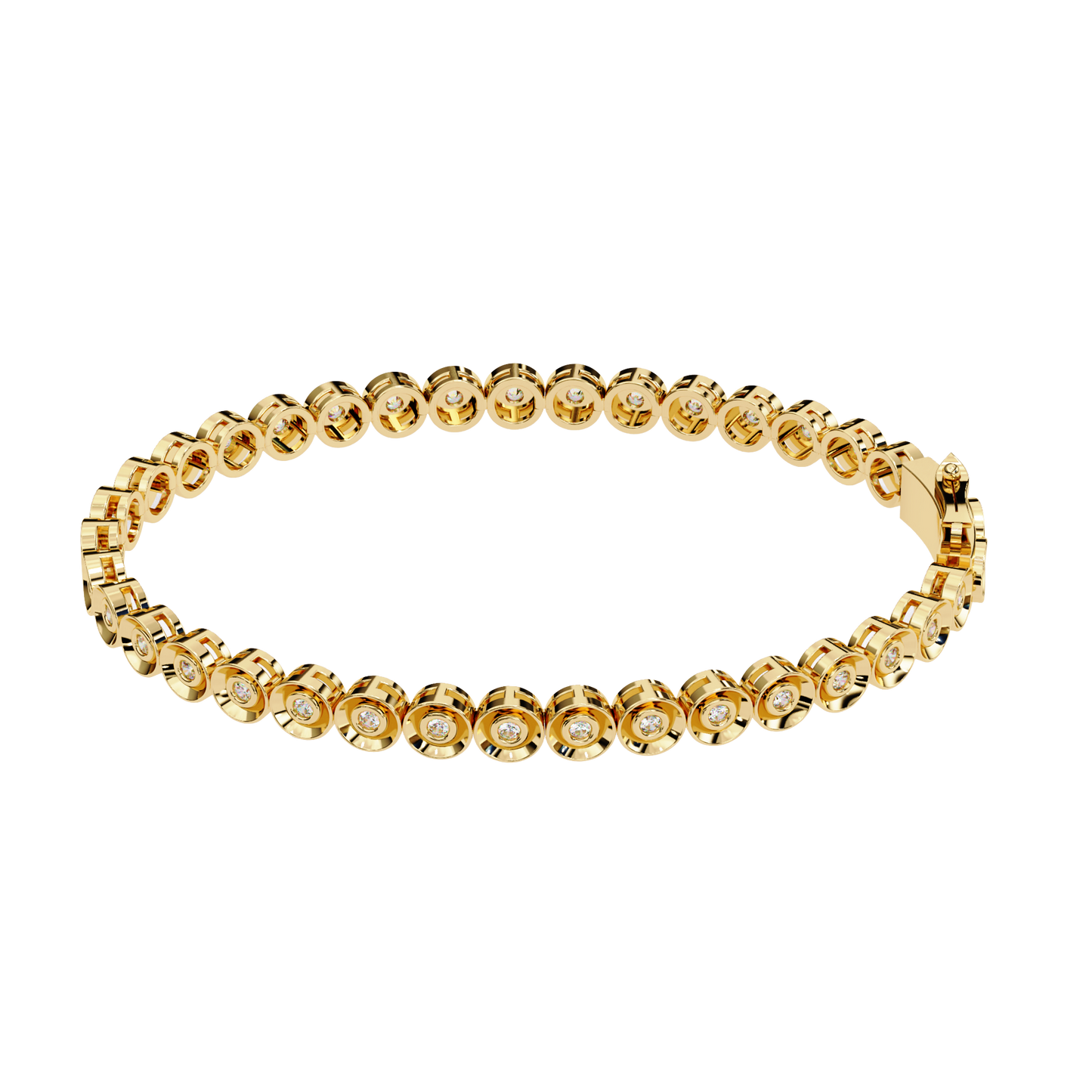 Round Cut Diamond Bezel Set Art Deco Delicate Timeless Handmade Stacking Vintage Tennis Bracelet