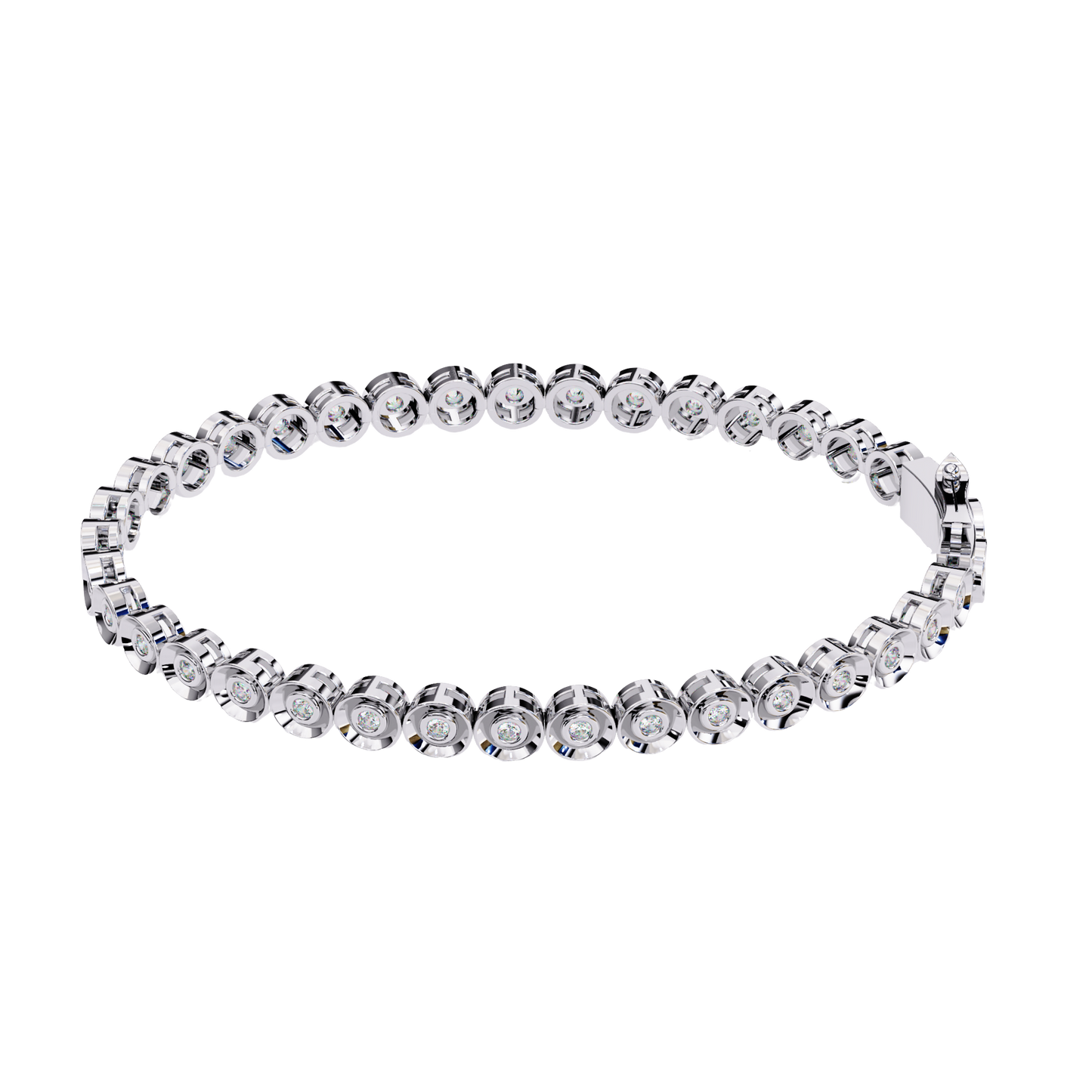 Round Cut Diamond Bezel Set Art Deco Delicate Timeless Handmade Stacking Vintage Tennis Bracelet