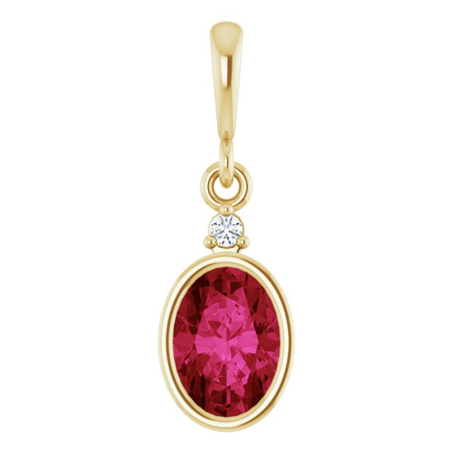 14K Rose Lab-Grown Ruby & .015 CT Lab-Grown Diamond Pendant