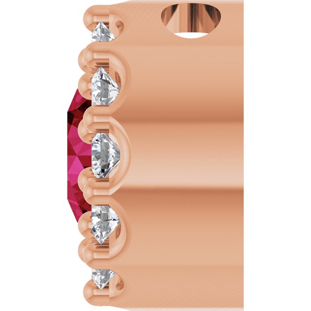 14K Rose Lab-Grown Ruby & .08 CT Natural Diamond Halo-Style Pendant