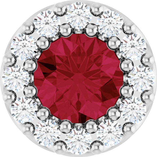 14K Rose Lab-Grown Ruby & .08 CT Natural Diamond Halo-Style Pendant