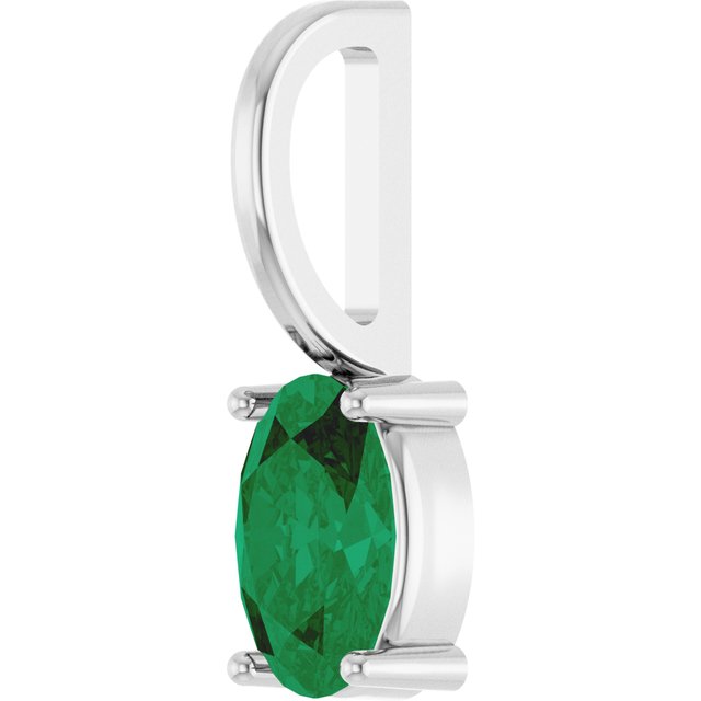 14K White Lab-Grown Emerald Charm/Pendant