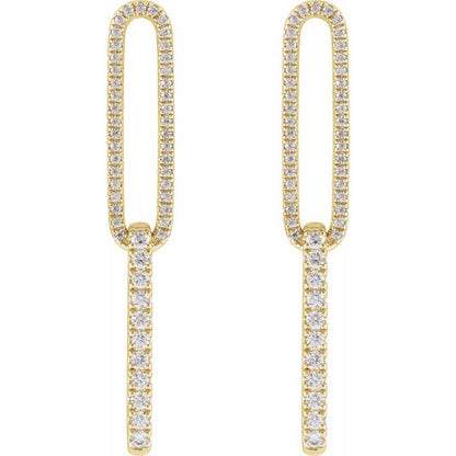 14K Yellow 1/2 CTW Lab-Grown Diamond Elongated Link Earrings