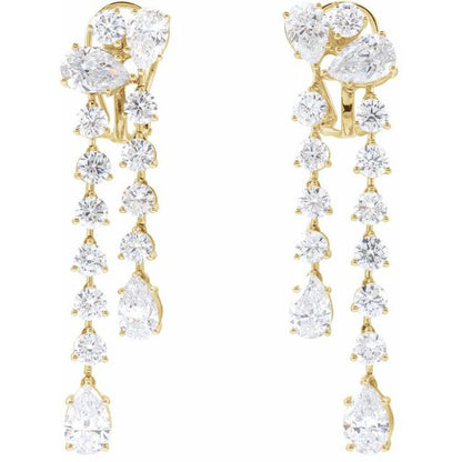 14K Yellow 9 1/2 CTW Lab-Grown Diamond Dangle Earrings