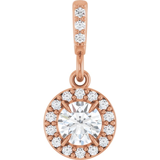 14K White 3/8 CTW Lab-Grown Diamond Halo-Style Pendant