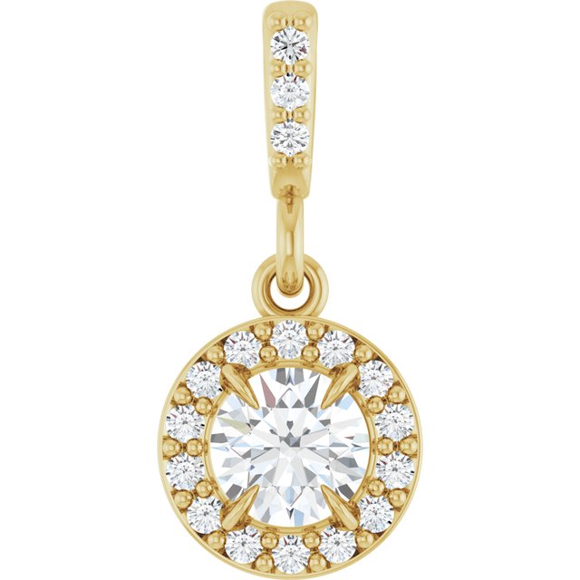 14K White 3/8 CTW Lab-Grown Diamond Halo-Style Pendant