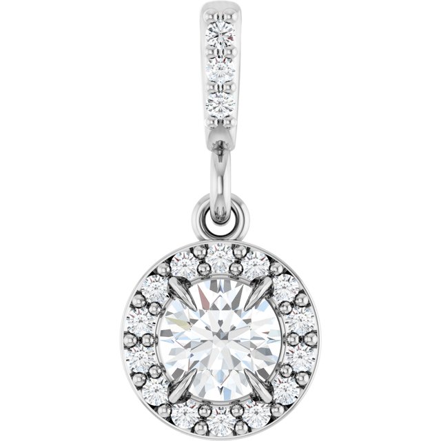 14K White 3/8 CTW Lab-Grown Diamond Halo-Style Pendant