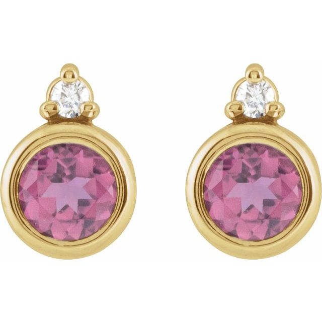 14K Rose Lab-Grown Blue Sapphire & .03 CTW Natural Diamond Earrings