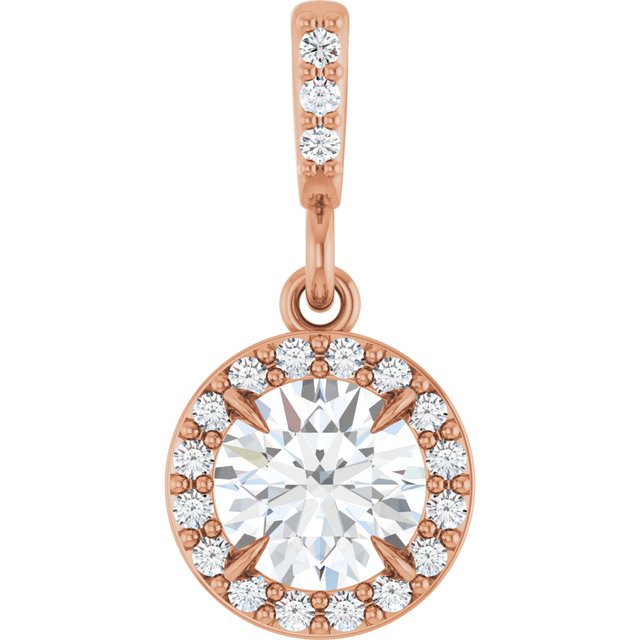 14K White 3/8 CTW Lab-Grown Diamond Halo-Style Pendant