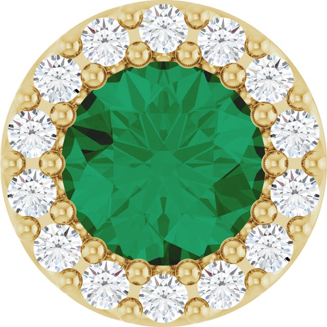 14K White Lab-Grown Emerald & 1/10 CT Natural Diamond Halo-Style Pendant