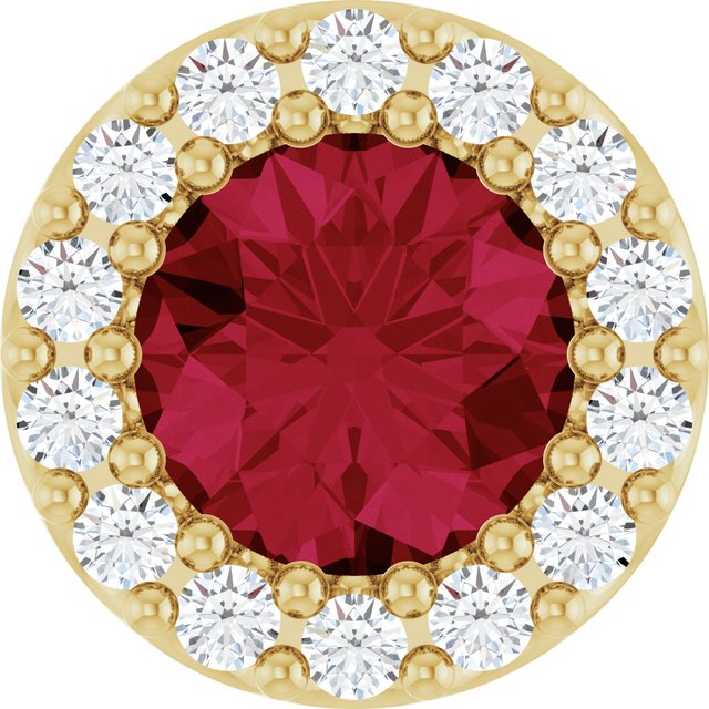 14K Rose Lab-Grown Ruby & .08 CT Natural Diamond Halo-Style Pendant