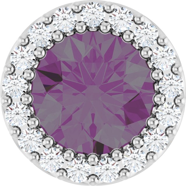 14K Rose Lab-Grown Alexandrite & .08 CT Natural Diamond Halo-Style Pendant