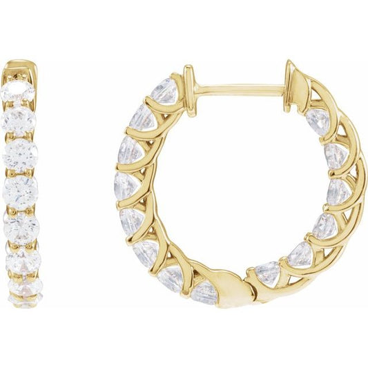 14K Yellow 2 1/5 CTW Lab-Grown Diamond Inside-Outside  Hoop Earrings