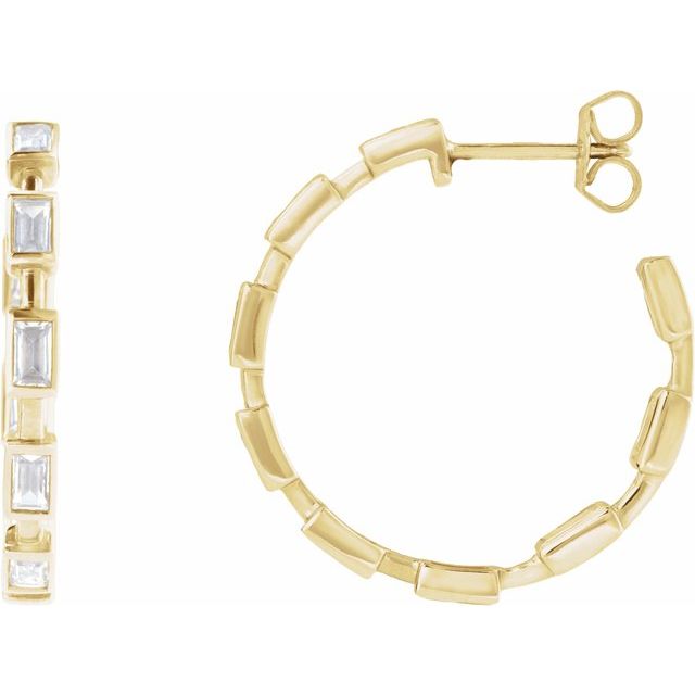 14K Yellow 1 1/4 CTW Lab-Grown Diamond  Hoop Earrings