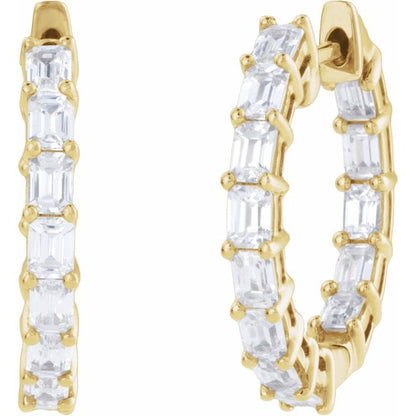 14K Yellow 3 CTW Lab-Grown Diamond Inside-Outside  Hoop Earrings