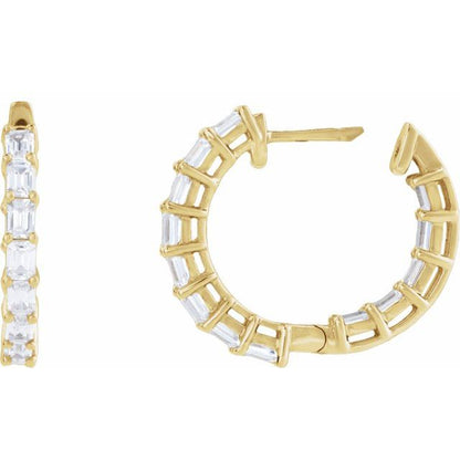 14K Yellow 3 CTW Lab-Grown Diamond Inside-Outside  Hoop Earrings