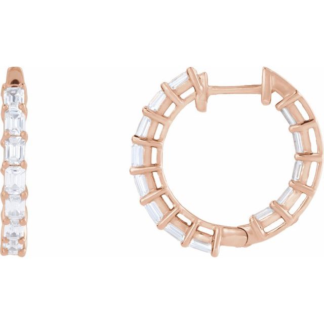 14K Yellow 3 CTW Lab-Grown Diamond Inside-Outside  Hoop Earrings