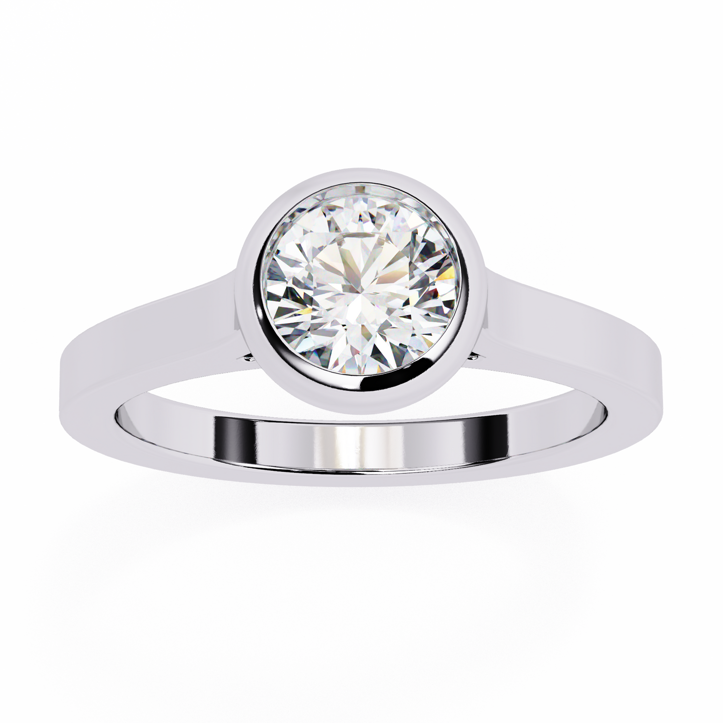 Round Cut Lab Diamond Bezel Set Dainty Solitaire Ring