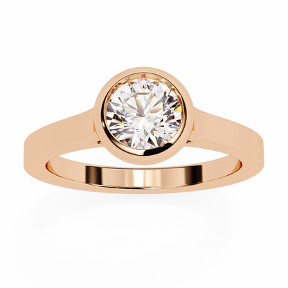 Round Cut Lab Diamond Bezel Set Dainty Solitaire Ring